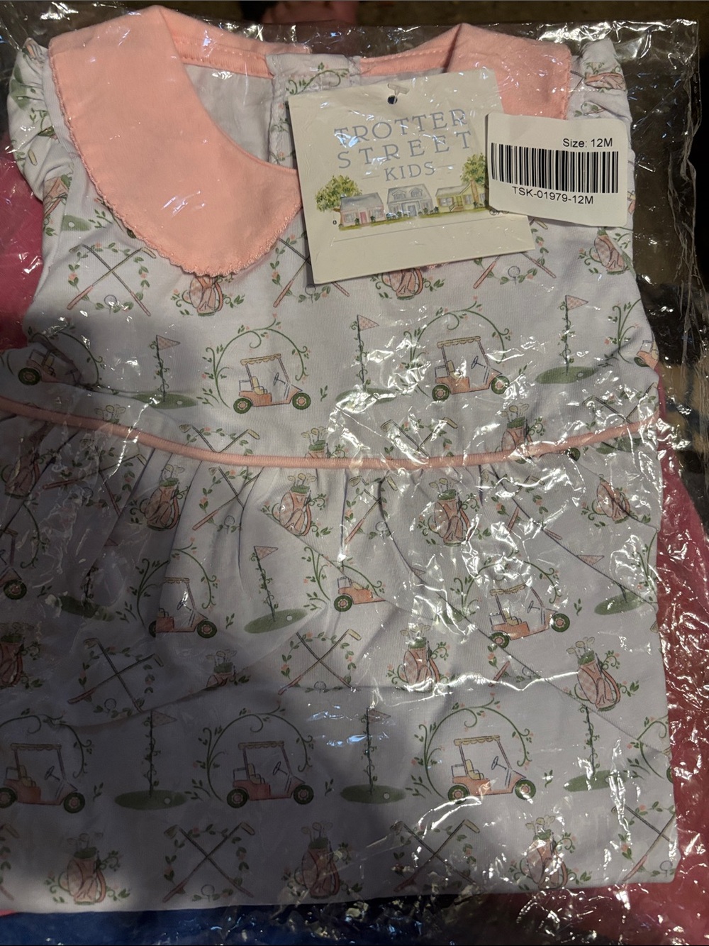 Trotters Kids Pink & White Golf Cart Print Matching Set